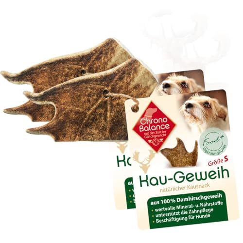 ChronoBalance® S Damwild Hirschgeweih für Hunde Kauspielzeug: 100% Hirschgeweih echt Hundespielzeug zur Zahnpflege, Hunde Kauartikel, Kausnack Hund mit Mineralstoffen & Nährstoffen, S (2er Set) von ChronoBalance