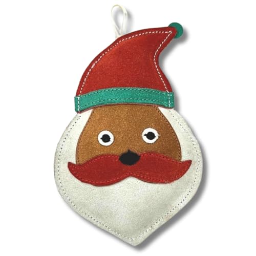 ChronoBalance® Weihnachtsmann – Nachhaltiges Hundespielzeug aus Leder und Jute mit Kokosfaser-Füllung – Nikolaus Strumpf, Rentier, Zuckerstange, Weihnachtsbaum – Langlebig, Zahnpflege von ChronoBalance