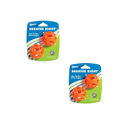 Chuckit! -Breathe Right Fetch Ball Medium | Doppelpack | 2 x 2er Pack | Extrem starker Ball für Hunde | Speziell entworfen um die Atmung der Lungen zu erleichtern von Chuckit!