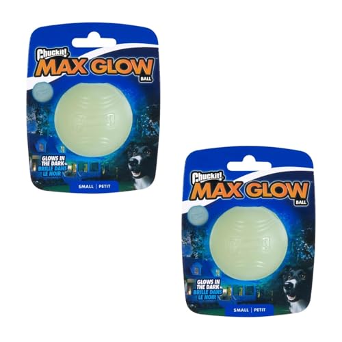 Chuckit! Max Glow Ball Gr. S - ø 5 cm | Doppelpack | 2 x 1 Stück | Leuchtet bis zu 30 Minuten im Dunkeln | Sehr robust und griffig | Kompatibel Launcher von Chuckit!