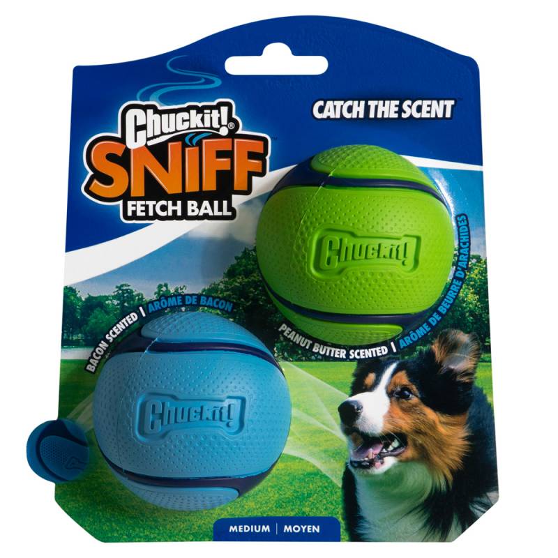 Chuckit! Sniff Fetch Ball Duo Pack - Größe M: 2 x ca. Ø 6,5 cm von Chuckit!