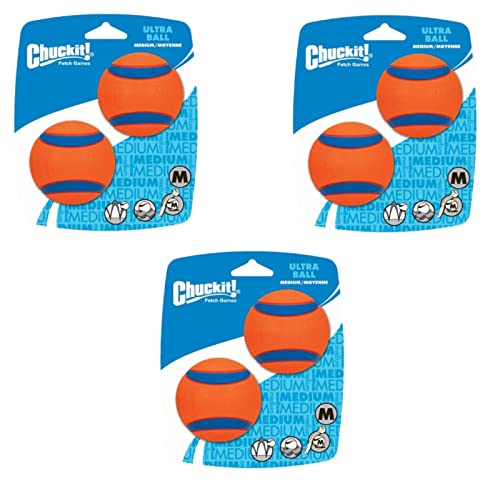 Chuckit! - Ultra Ball - Spielzeug für Hunde - Bundle - 3 x Gr. M 6 cm 2 Pack von Chuckit!