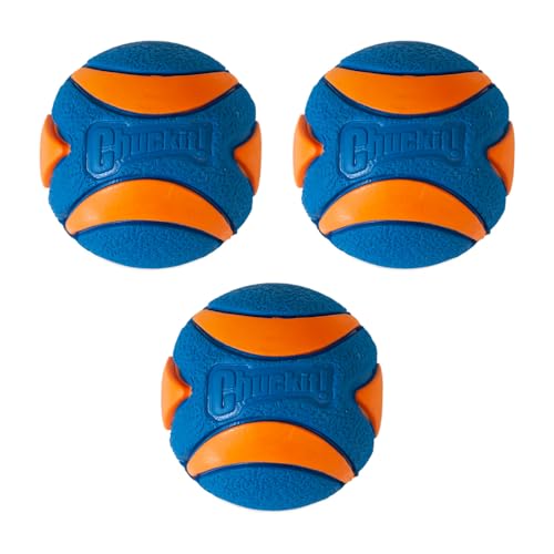 Chuckit! Ultra Quietschball Hundespielzeug, langlebig, hohe Sprungkraft, schwimmend, Gummi, quietschender Hundeball, Launcher kompatibles Spielzeug für Hunde, 3 Stück, Medium von Chuckit!