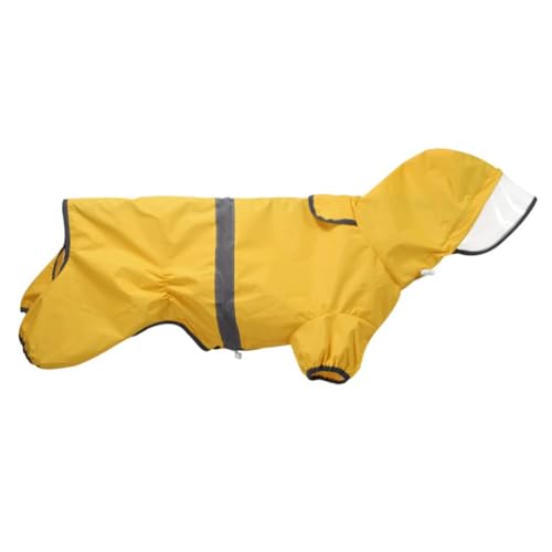 Hunde-Regenmantel für den ganzen Körper, wasserdicht, mit Kapuze, vier Beinen, Hunde-Regenmantel, Hunde-Regenponcho mit reflektierenden Streifen und Geschirrloch, Größe S und M, Corgi-Hund (Gelb, XL) von Chukamalilayi