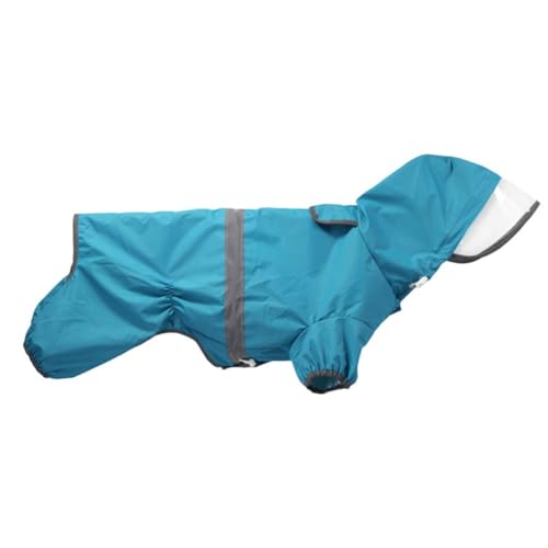 Hunde-Regenmantel für den ganzen Körper, wasserdicht, mit Kapuze, vier Beinen, Hunderegenjacke, Haustier-Regenponcho mit reflektierenden Streifen und Geschirrloch, Größe S und M, Corgi-Hund (Blau, von Chukamalilayi