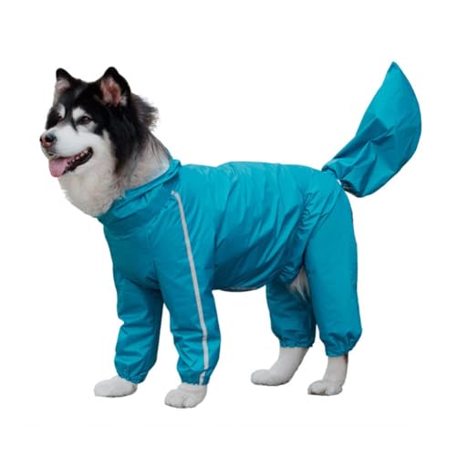 Hunde-Regenmantel mit Kapuze, reflektierende Sicherheitsstreifen, wasserdicht, leichter Hundemantel, regen-/wasserabweisend, Hundekleidung, mittelgroße und große Hunde, winddichte Hoodies (Blau, 5XL) von Chukamalilayi