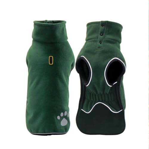 Hundepullover, Hunde-Sweatshirt, Haustierjacke, Fleece-Weste, reflektierend, winddicht, Haustierkleidung, kaltes Wetter, Jacke mit Ring für die Leine für kleine Hunde, mittelgroße Hunde, Katzen (Grün, von Chukamalilayi