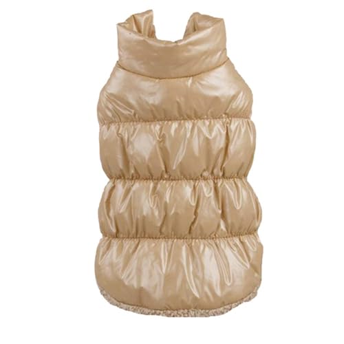 Warmer Daunenmantel für Herbst und Winter, verdickt, wasserdicht, winddicht, Fleecefutter, Haustier-Hundemantel, gepolsterte Jacke für Teddy, Yorkshire Terrier, Chihuahua (Beige, Größe 3XL) von Chukamalilayi