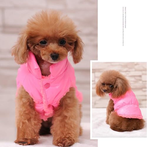 Warmer Daunenmantel für Herbst und Winter, verdickt, wasserdicht, winddicht, Fleecefutter, Haustier-Hundemantel, gepolsterte Jacke für Teddy, Yorkshire Terrier, Chihuahua (Rosa, Größe 3XL) von Chukamalilayi