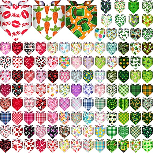 120 Stück Hundehalstücher Bulk Ostern Hund Bandanas Waschbar Dreieck Lätzchen Verstellbar St. Patricks Day Haustier Schal für kleine, mittelgroße und große Hunde Katzen Haustier Urlaub Zubehör von Chunful