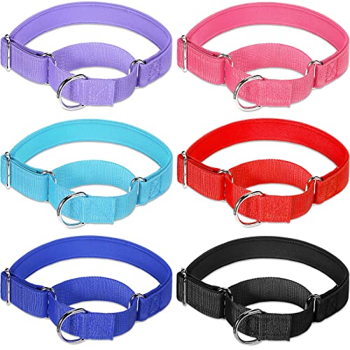 6 Stück Martingale Halsband für Hunde, reflektierendes Hundehalsband mit Metallschnalle, Schwarz, Medium) von Chunful