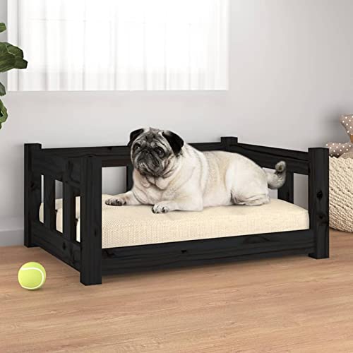 Chusui Hundebett, Hundesofa, Hunde Bett, Hundekissen, Dog Bed, Kuschelbett Katzen, Hunde Couch, Hunde Sofabett, Schwarz 65,5x50,5x28 cm Massivholz Kiefer von Chusui