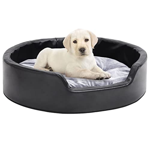 Chusui Hundebett, Hundesofa, Hunde Bett, Hundekissen, Dog Bed, Kuschelbett Katzen, Hunde Couch, Hunde Sofabett, Schwarz-Grau 69x59x19 cm Plüsch und Kunstleder von Chusui