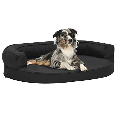 Chusui Hundematratze, Hundebett, Hundekissen, Hundematte, Dog Bed, Hunde Bettchen, Hunde Matratze, Hundepolster, Katzenbett, Ergonomisch 75x53 cm Leinenoptik Schwarz von Chusui