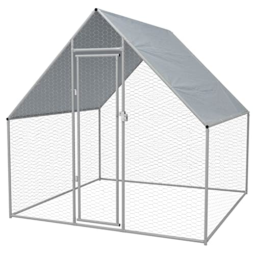 Chusui Outdoor-Hühnerkäfig, Freilaufgehege Hühner, Hühnergehege, Hühnerstall, Gehege Hühner, Chicken Coop, Huhnerstallauslauf, 2x2x1,92 m Verzinkter Stahl von Chusui