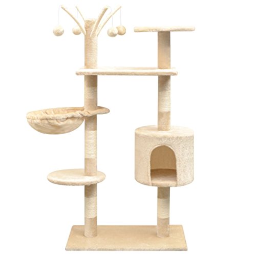 Katzen-Kratzbaum, Chusui Katzenzubehöhr, Kratzbaum Für Katzen, Katze Baum, Katzenkratzbaum, Katzenturm, Katzenmöbel, 125 cm Beige von Chusui