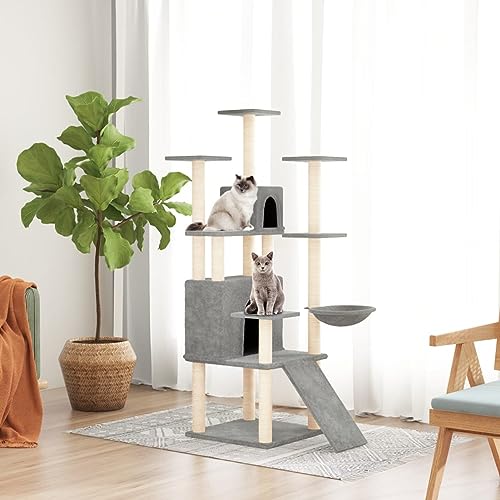 Kratzbaum mit Sisal-Kratzsäulen, Chusui Katzenkratzbaum, Kratzbaum, Kratzsäule, Katzen Kratzmöbel, Katzenkratzsäule, Hellgrau 154 cm Kratzbaum mit Sisal-Kratzsäulen, Chusui Katzenkratzbaum, Kratzbaum, Kratzsäule, Katzen Kratzmöbel, Katzenkratzsäule, Hellgrau 154 cm von Chusui