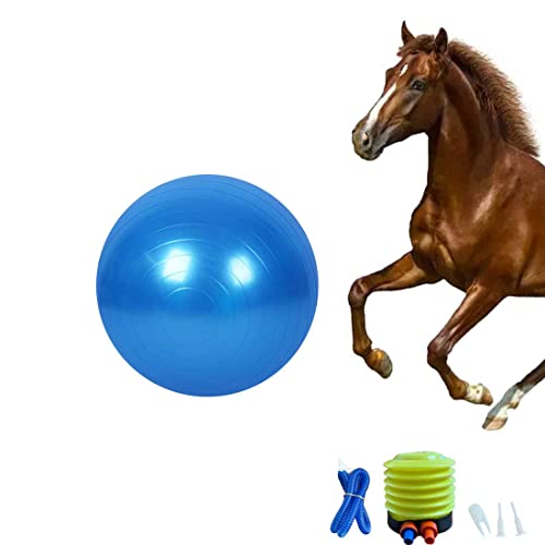 Chyesong Pferdeball Trainingsspielzeug, Anti-Burst Pferd Übungsball Spielzeug mit Inflator Pumpe für Pferd Lamm Ziege Unterhaltung Spielzeug Ball (55,9 cm, Blau) von Chyesong