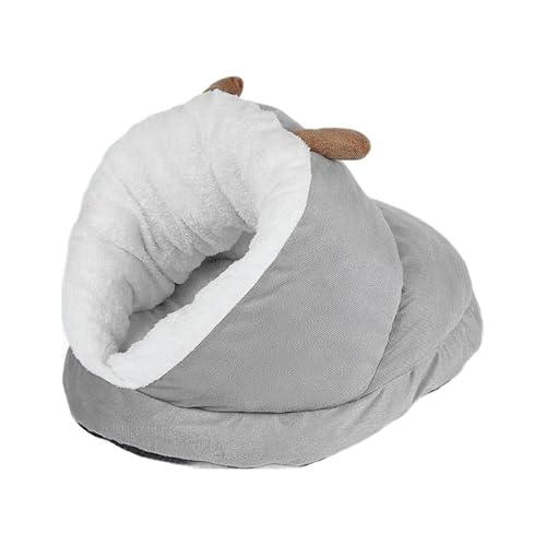 CiCixixi Katzenbetten für den Innenbereich, Kleines Hundehöhlenbett Katzenbett 40x30cm Anti-Rutsch weiche Runde thermische Haustier Kissen Bett für Kätzchen & kleine Welpen, Grau von CiCixixi