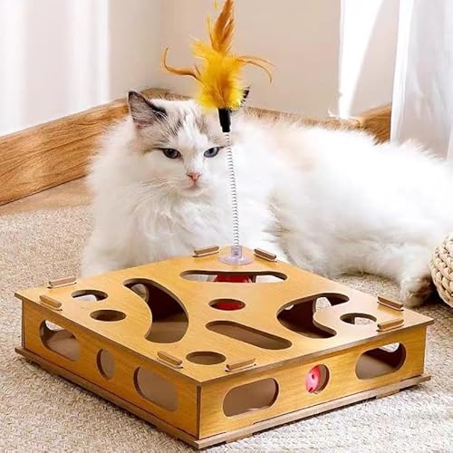 CiCixixi Katzenspielzeug,Rollender Ball,Interaktives Katzenspielzeug Box,Flexible Angel mit Federn,Katzenminze,Katzen Fellpflege,Intelligenzspielzeug,Pfoten Palast für Hauskatzen von CiCixixi