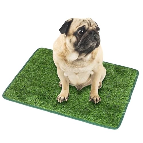 CiCixixi Kunstrasen Hundeklo Balkon Hundetoilette Ersetzen Rasen Welpentoilette Wiederverwendbar Training Pee Pads 46x71cm für Zuhause, Wohnung+1x Faltschale aus Kunststoff von CiCixixi