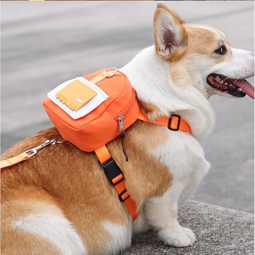 Hunderucksack, Kleiner Hundebackpack mit Kotbeutelspender zum täglichen Wandern für kleine mittlere Hunde, einstellbare Hund Selbst Carrier Geschirre Weste Rucksack für Outdoor-Reisen (Orange) von CiCixixi