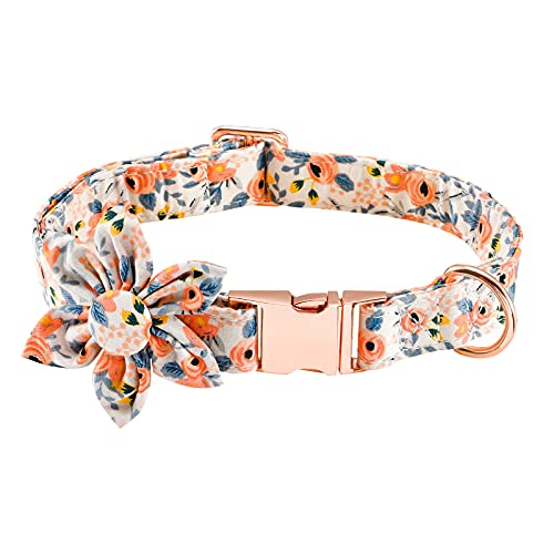 Hundehalsband mit Blume, niedliches florales Hundehalsband für kleine, mittelgroße und große Mädchen, weibliche Haustiere, mit verstellbarer Schnellverschluss-Metallschnalle und D-Ring von Cibaabo