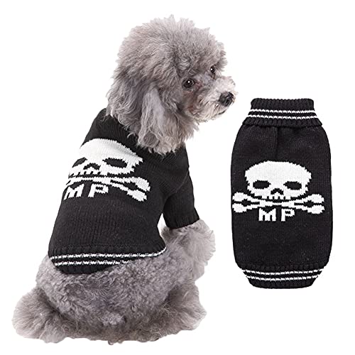 Cicano Halloween Hundepullover Totenkopf Kürbismuster Haustier Kleidung niedlich Haustier Bekleidung für Katze Kätzchen Welpen Hunde Schwarz S von Cicano