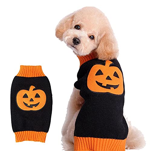 Cicano Halloween Hundepullover Totenkopf Kürbismuster Haustier Kleidung niedlich Haustier Bekleidung für Katzen Kätzchen Welpen Hunde Kürbis XS von Cicano