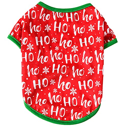 Cicano Hunde-Weihnachtshemd, niedlicher Weihnachtsmann, bedruckter Pullover, weiches T-Shirt, Weihnachtsmotiv, Kostüm für Hunde und Katzen, Haustier, Schneeflocke, Größe L von Cicano