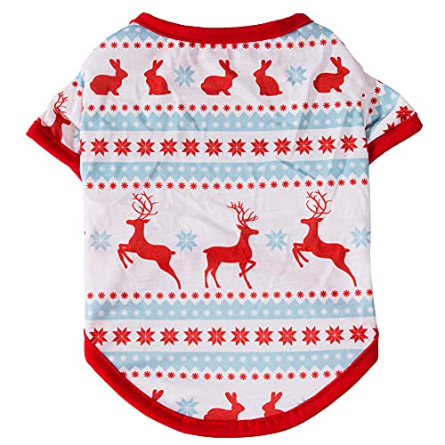 Cicano Hunde-Weihnachtshemd, süßer Weihnachtsmann, bedruckter Pullover, weiches T-Shirt, Weihnachtsmotiv, Kostüm für Hunde, Katzen, Haustier, Elch, L von Cicano