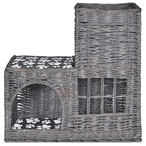 Cigopx Weide Katzenhaus Tierbett Katzenbett Kratzbaum Schloss mit Kissen von Cigopx