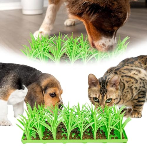 Silikon-Grasmatte für Katzen, Grünes Gras Silikon Slow Food Matte, Schnüffelmatte für Hunde Katzen, Katzenfuttermatte, Nasenarbeitstraining, Futterunterlage von Cikiki
