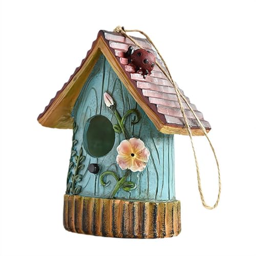 Vogelhäuser für den Außenbereich, 15,2 cm, hängende Vogelnester im Freien, niedliches Mini-Vogelhaus aus Kunstharz, für den Außenbereich, Terrasse, Garten, dekorativ von Cikiki