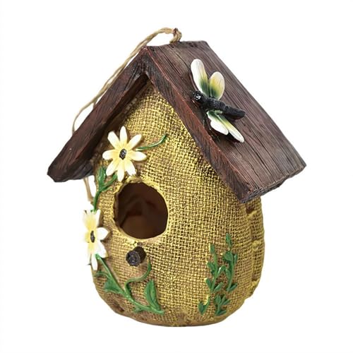 Vogelhäuser für den Außenbereich, 15,2 cm, hängende Vogelnester im Freien, niedliches Mini-Vogelhaus aus Kunstharz, für den Außenbereich, Terrasse, Garten, dekorativ von Cikiki