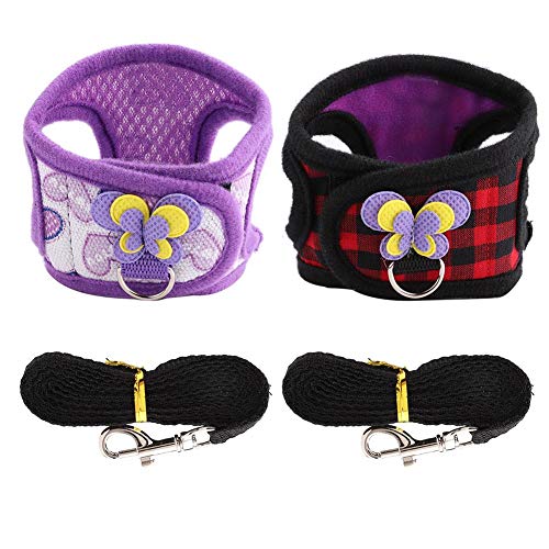 2 Stück Chinchilla Harness und Leine Kleintiere Meerschweinchen Walking Harness Weste No Pull Soft Comfort Weste Harness für Hamster Squirrel Ferret und ähnliche kleine Haustiere(S) von Cikonielf