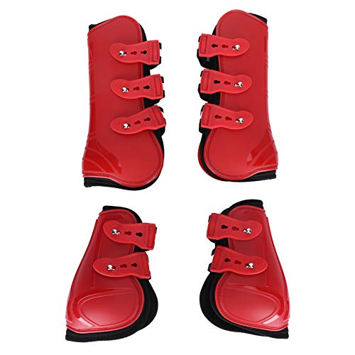 Cikonielf 4PCS Beinschutz Vorderhinterbein Stiefel Reiten Sehne Fetlock Stiefel Pony Shock Absorbing Show Springen Wettkampf Beinschutz(rot L.) von Cikonielf