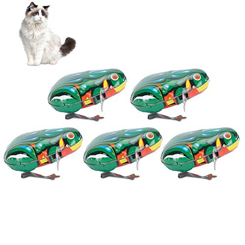 Cikonielf 5PCS Uhrwerk Frösche Vintage Metall Aufziehsprung Frosch Kinder Klassisches Uhrwerk Spielzeug für Hund Katze Welpen Kätzchen(Eisenblech) von Cikonielf