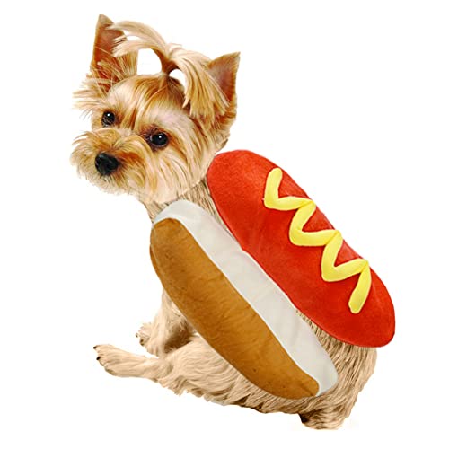 Cikonielf Haustier Hot Dog Kostüm Hamburger Design Hund Kleidung Haustier Halloween Cosplay Outfit Weihnachtsfeier Dress Up für Welpen Kätzchen(M) von Cikonielf