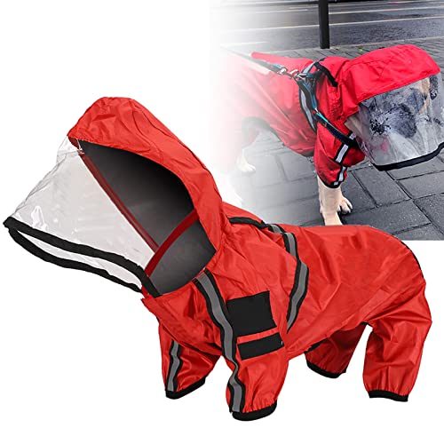 Cikonielf Hund Kapuze Regenmantel Outdoor Welpe Haustier Regenmantel Haustier Wasserdichter Regenmantel Overall für Welpen Kleine Hunde(rot) von Cikonielf