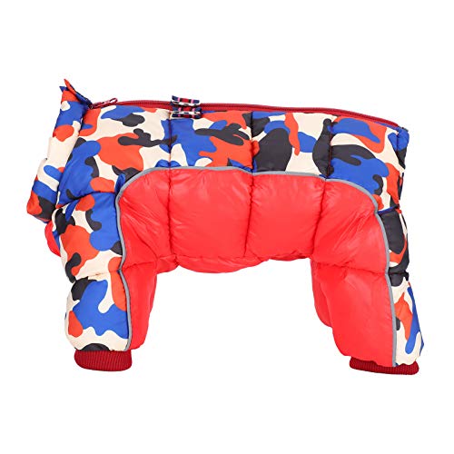 Hund Wintermantel Winddichte Hundejacke, Dogr Warm halten Kleidung, Vier Beine Rücken Reißverschluss Red Camouflage Hund Wintermantel(10#) von Cikonielf
