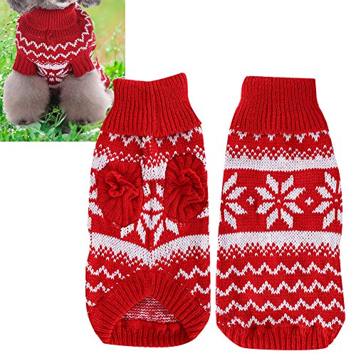 Cikonielf Hundepullover Weihnachten Hund Rollkragenpullover Hund Weihnachtspullover Schneeflocke Winter Hund Pullover Weihnachtspullover für Hunde und Katzen von Cikonielf