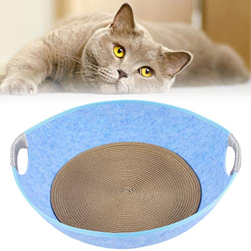 Cikonielf Pet Cat Nest Scratcher Lounge-Bett Indoor-Baumwollseil Gewebtes Katzenbett mit halboffenem Schüsseldesign für Pet Cat Dog-Schlafzubehör(BLAU) von Cikonielf