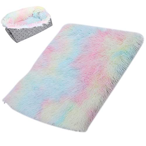 Cikonielf Plüsch Katzenmatte 2 in 1 Bunte Warme Haustiere Bettdecke Bequemes Katzenkissen Kitty Sleeping Lounge Nest für kleine Hunde und Katzen(Bunt) von Cikonielf