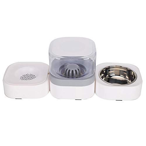 Pet Automatic Feeder Set Edelstahl Schüssel und Wasserspender Kleine Tierfutter Schüssel Wasserschale(Grau) von Cikonielf