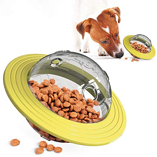 Pet Interactive Toy Hundefutterautomat Silikon Tiernahrung Leckage Rotation Pädagogisches interaktives Training Spielzeug Hundefutter Dispenser Treat Dispensing Ball Spielzeug für Hunde(Gelb) von Cikonielf