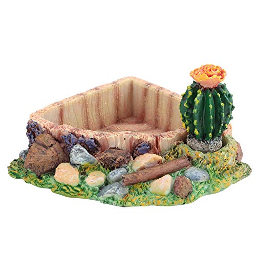 Reptile Corner Wasserteller, Kunstharz, Turtle Bowl, Reptilien, Food Dish Feeding Bowl Feeder Terrarium Dish Plate Künstliche Kaktus Pool Scenery Ornament for Lizard Gecko Other von Cikonielf