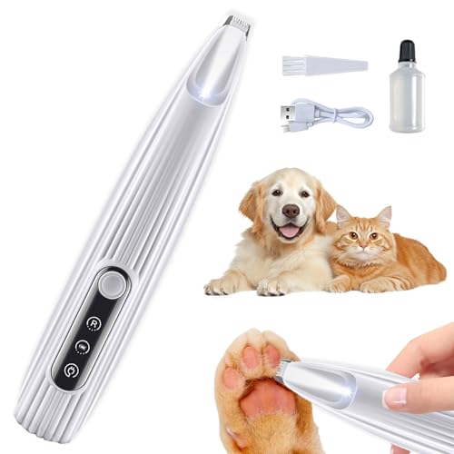 Pfotentrimmer für Hunde, Hundeschermaschine,USB Wiederaufladbar Pfotentrimmer Hund,Leise Hundepfoten Trimmer Pro Hundetrimmer mit Led-Licht Trimmer Hundepfoten für Hunde von Cikoume