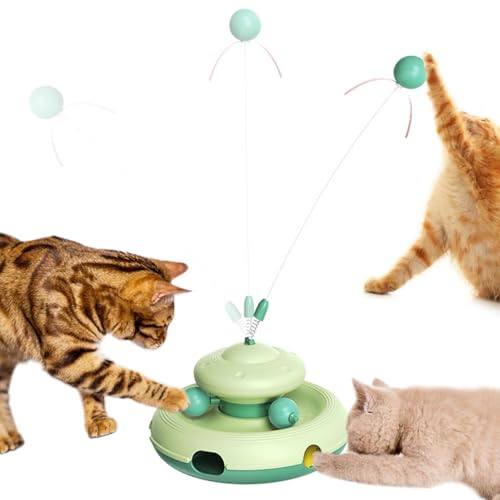 Cileznw Cat Ball Track, Interactive Kitten Toys, Roller Track Toy, Mental Stimulation Toy Feather Catch Game Multifunction Cat Toy Indoor Cat Toy Ball Track Toy Exciting Wand Toy Cat Interactive Game von Cileznw