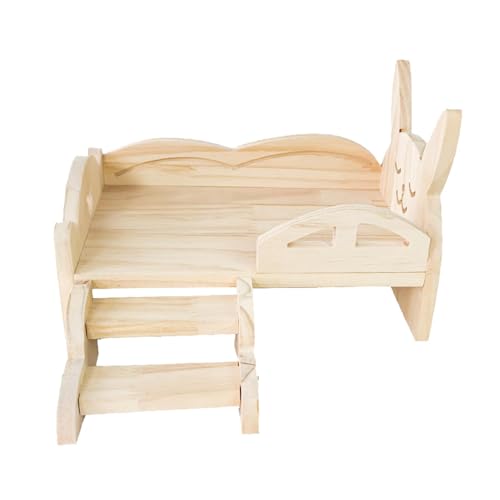 Cileznw Hasenbett aus Holz | Kleintiernest | Holz Haustier Lebensraum Hasenbett mit Treppe Hamster Holz Lebensraum Eichhörnchen Haustierbett für Hase, Eichhörnchen, Igel, Kätzchen, Hamster, Frettchen von Cileznw